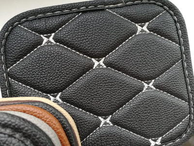 Коврики Премиум 3D черная экокожа и бежевая отстрочка