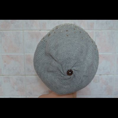 Берет со стразами Сваровски Vizio Италия 5561 бело - серый