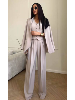 Брюки палаццо со складками (бежевый)