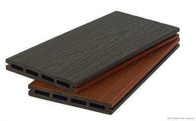 Террасная доска Polivan Group NUSADUA двухцветная Красное дерево-темно-серый