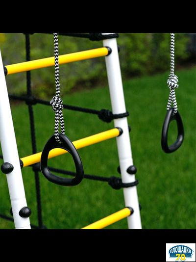 Детский спортивный комплекс для дачи ROMANA Богатырь (серый/желтый) (с фанерными качелями)