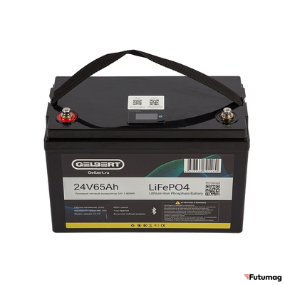 Литиевый тяговый аккумулятор Gelbert LiFePO4 (24V/65Ah/65A/1,560Wh) BT/Display