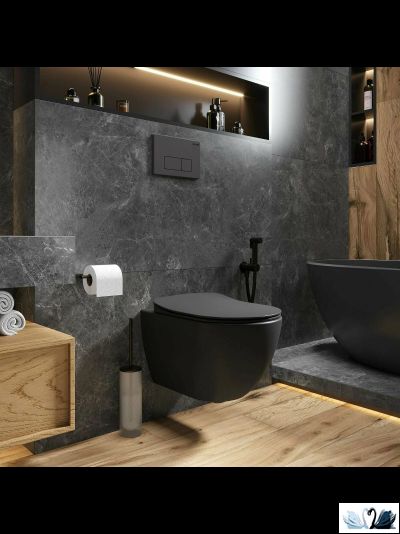 Комплект унитаз Creavit Free черный с инсталляцией Alcadrain AM101/1120-4:1 RU M578-0001 с черной клавишей
