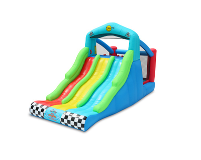 Надувной батут с тройной горкой «Гонка»