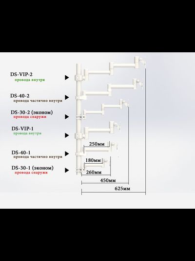 Кронштейн DS-VIP-2 (провода проходят полностью внутри)
