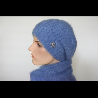 Мохеровый теплый берет одинарный Vizio Италия 6946 BO голубой