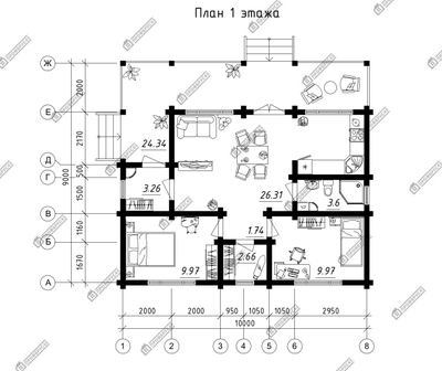 Дом из профилированного бруса "Нарьян-Мар", 60 м2