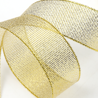 Лента метал. с люрексом/парча 25мм (золото), 22,8м