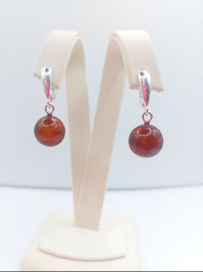 Серьги "Шарики" из винного янтаря