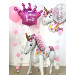 Шары цепочки с пузырями (3 шт), "Цветочный Единорог"