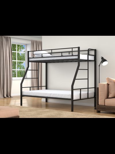 Двухъярусная кровать Раута Твист черный фото, двухъярусная кровать фото, металлическая кровать фото,
