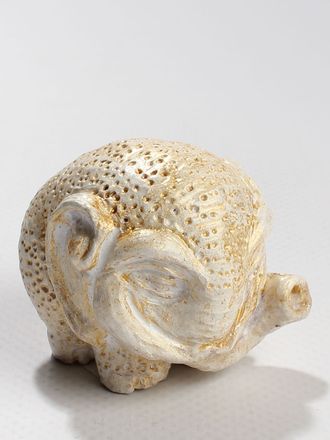 СУВЕНИР "Слоненок-шар бело-золотой"  в точечку