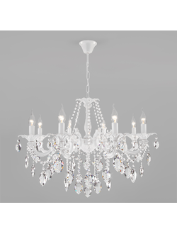 Подвесная люстра с хрусталем Veletta 10108/8 белый/прозрачный хрусталь Eurosvet
