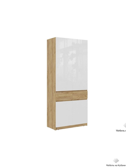 Бостон Шкаф ШК-001 Дуб крафт золотой/МДФ Глянец белый