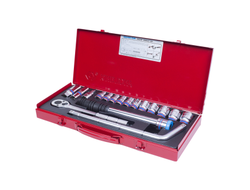 Набор торцевых головок с принадлежностями 1/2", шестигранные, 10-27 мм, 17 предметов KING TONY 4518MR