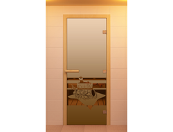 Дверь для сауны, серия &quot;Банный вечер&quot;, стекло бронзовое