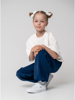 Брюки палаццо с утяжками (синий)