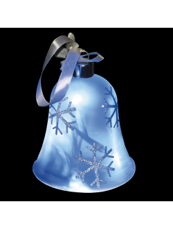 Гирлянда "Колокольчик", стекло с орнаментом, синие светодиоды, на батарейках