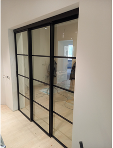 перегородка раздвижная прозрачное стекло