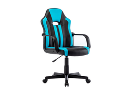 Кресло компьютерное "BRABIX Stripe GM-202", экокожа, черное/голубое