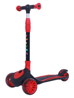 Детский трехколесный самокат SPORTSBABY MS-947 Triton со светящимися колесами черно-красный