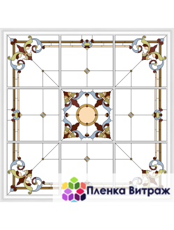 Пленка самоклеющаяся на потолок , витражная пленка, пленочный витраж с классическим рисунком
