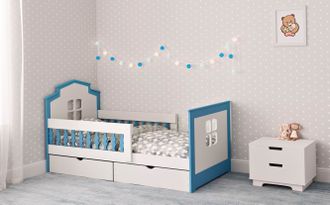 Кроватка «Little Home 2» 180 на 90 (голубая)