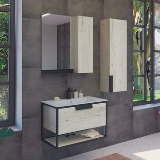 Тумба-умывальник Бонн-75 дуб дымчатый с раковиной COMFORTY 75E белая