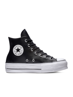 Кеды Converse Chuck Taylor All Star Platform Leather кожаные черные высокие 561675c фото