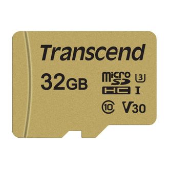 Карта памяти Transcend 500S microSDHC 32Gb UHS-I Cl10 + адаптер, TS32GUSD500S