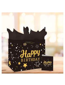 Пакет подарочный с тишью + открытка 33*12*26 см