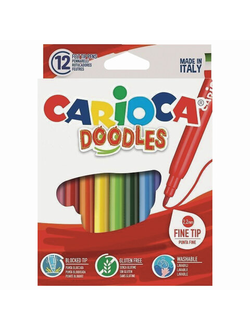 Фломастеры CARIOCA (Италия) "Doodles", 12 цветов, суперсмываемые, 42314, 3 набора