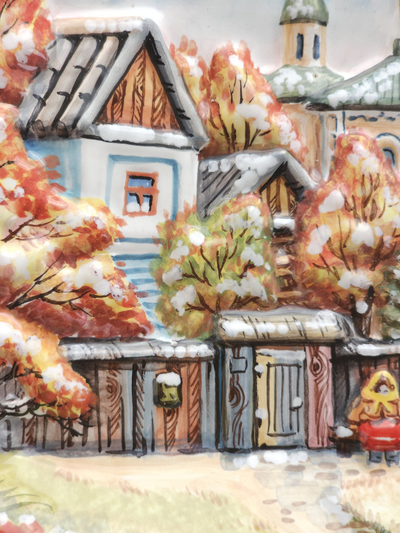 Городской сюжет первый снег (панно)