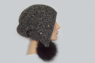 Зимняя вязаная шапка с меховыми помпонами для женщин Vizio Италия фото