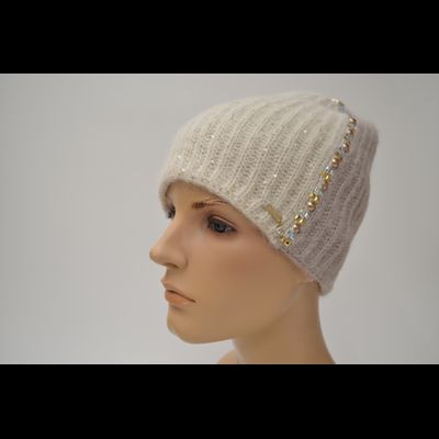 Шапка Vizio 1384 CY белая с бежевым