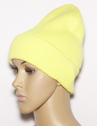 Шапка женская "Мелкая резинка одинарная" 965 оранжевая, салатная, чёрная, лимон, св.бежевая, красная, жёлтая, пудра