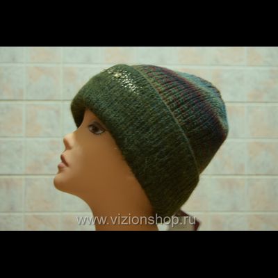 Зеленая шапка женская  Vizio Италия 5872 чулок зима 2018