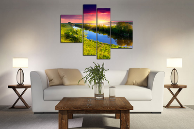 Модульная картина "Фиолетовый закат"