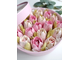 Шляпная коробка с тюльпанами из зефира (розовая)