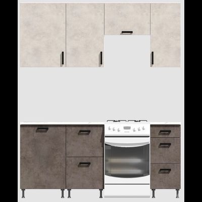 Кухня эконом 1,5 метра (600х500х400) Цвет: Цемент светлый/Цемент темный
