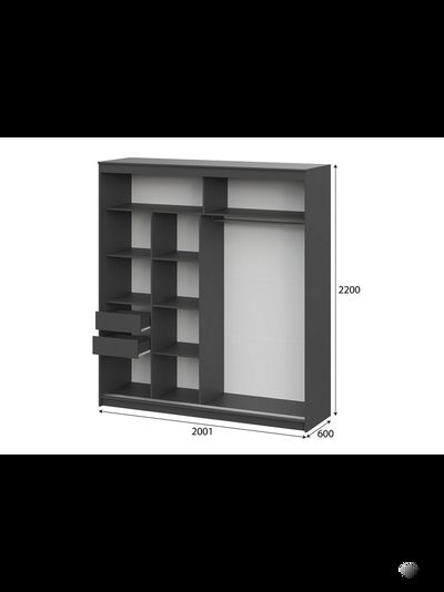 ШКП 3  Макс 2 м  Шкаф-купе Графит