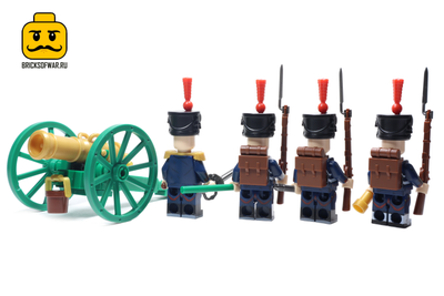 4 артиллериста французской армии с пушкой, наполеоновские войны 1812