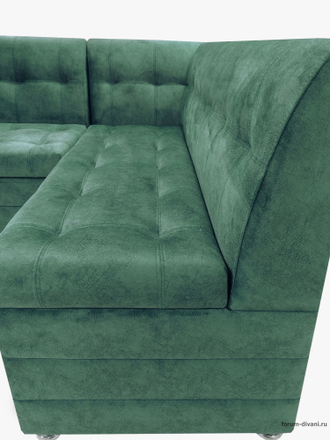 Кухонный Угловой диван "ФОРУМ-5МН" Стандартный велюр Зеленый, правый