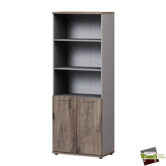 Шкаф высокий 800х450х2098 B-672_Дуб Веллингтон табак/Кубанит серый