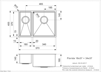 Мойка Reginox Florida L 18x37+34x37 lux