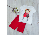 Арт. ФУТ/ФШ-МЕДВ.КШ-2 Комплект:футболка+шорты(кулир).Цвет: красный/белый. Размер с 104-152