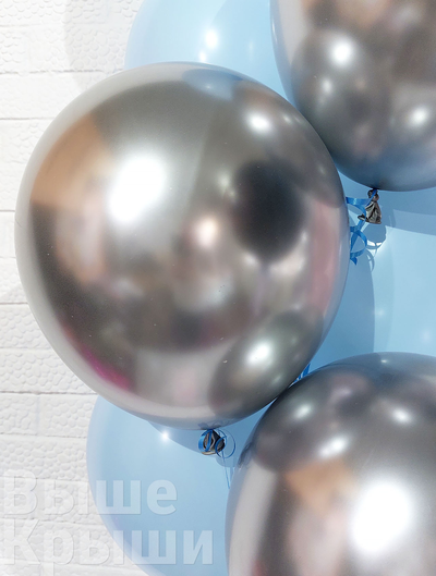 Воздушные шары для Гендер Пати голубой + серебро