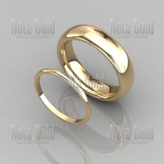 Обручальные кольца из желтого золота классического утолщенного дизайна (Вес пары: 12 гр.)