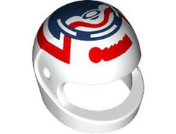 Minifigure, Headgear Helmet Motorcycle Standard with Dark Blue Ring and Red Wavy Line Pattern, White (2446pb61 6538165)