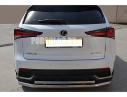 Защита заднего бампера двойная  d60/42 для Lexus NX200/NX300 2017-